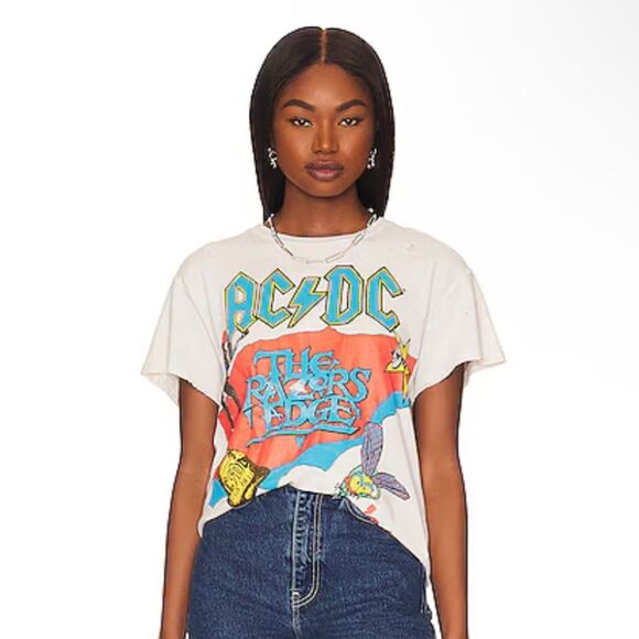 MadeWorn AC/DC The Razor's Edge Tour T-Shirt band concert distressed Revolve S - Picture 3 of 11